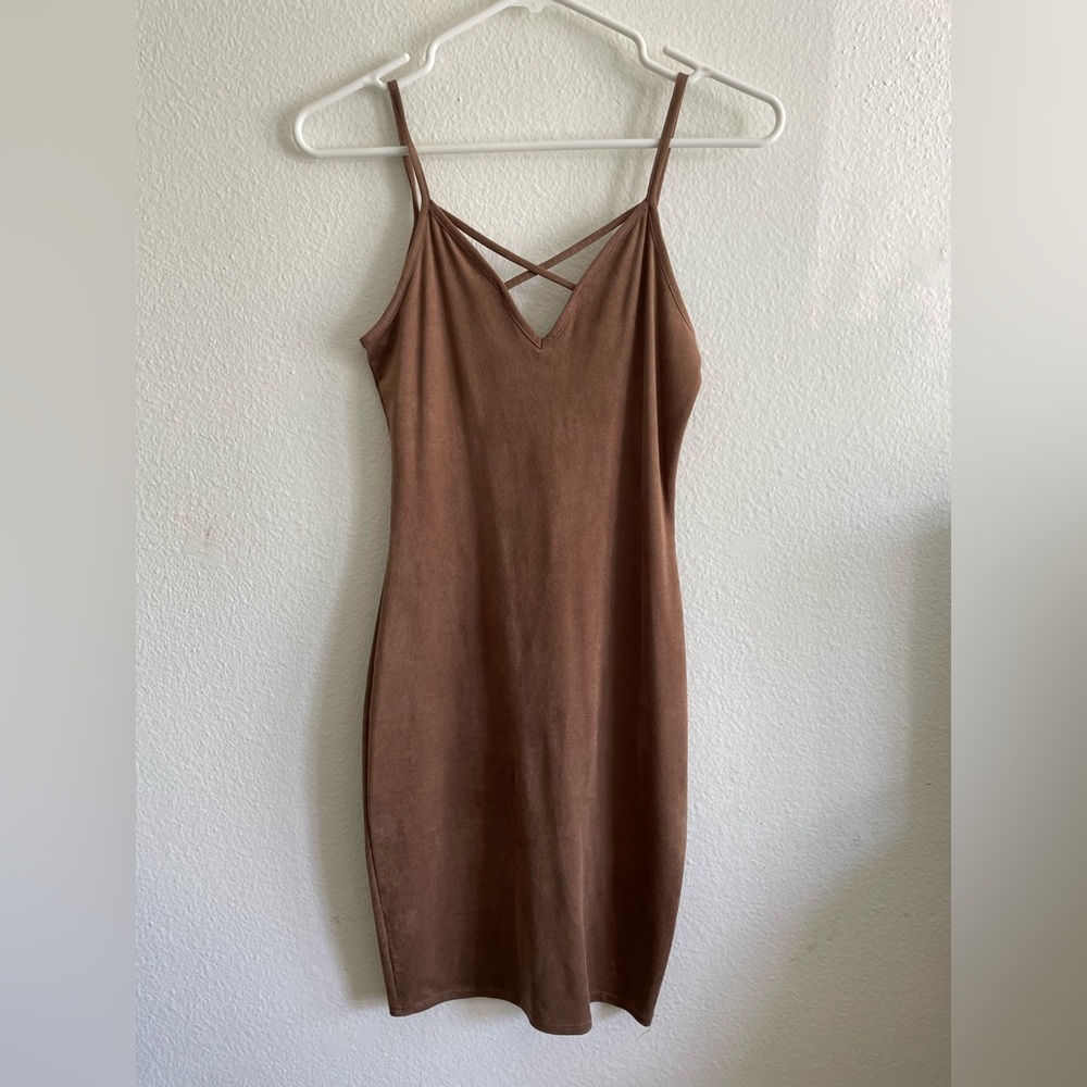 Bodycon faux suede dress - S